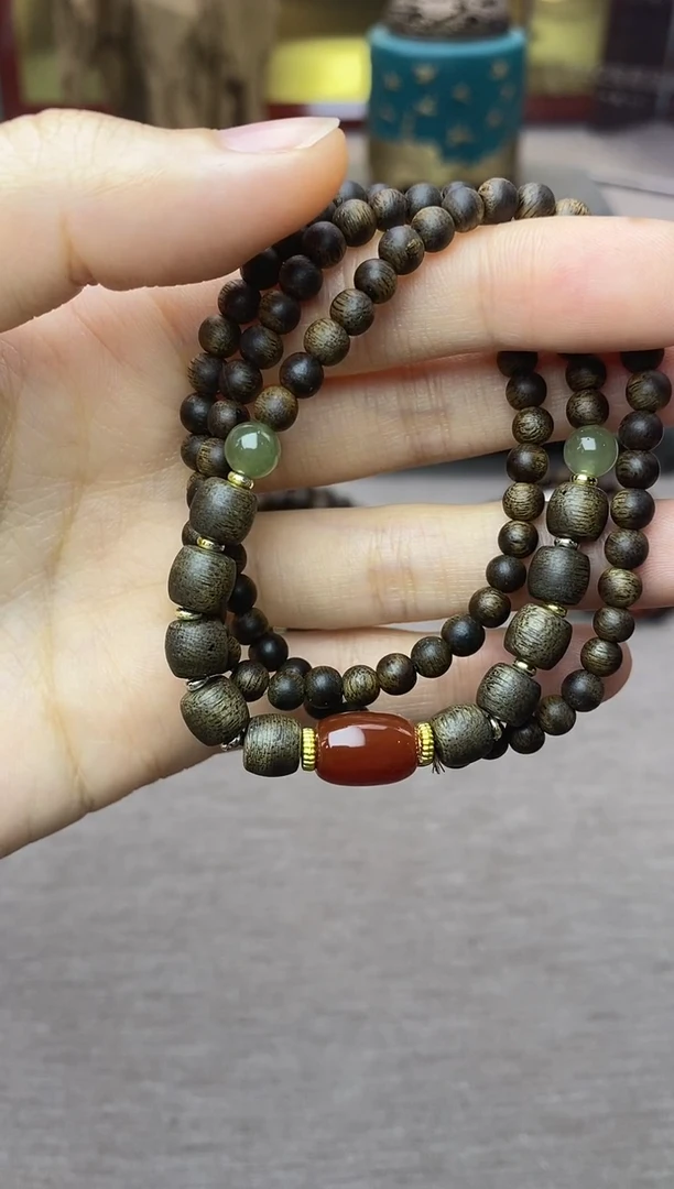 【闪购商品】沉香手串白棋04+紫棋06三圈设计