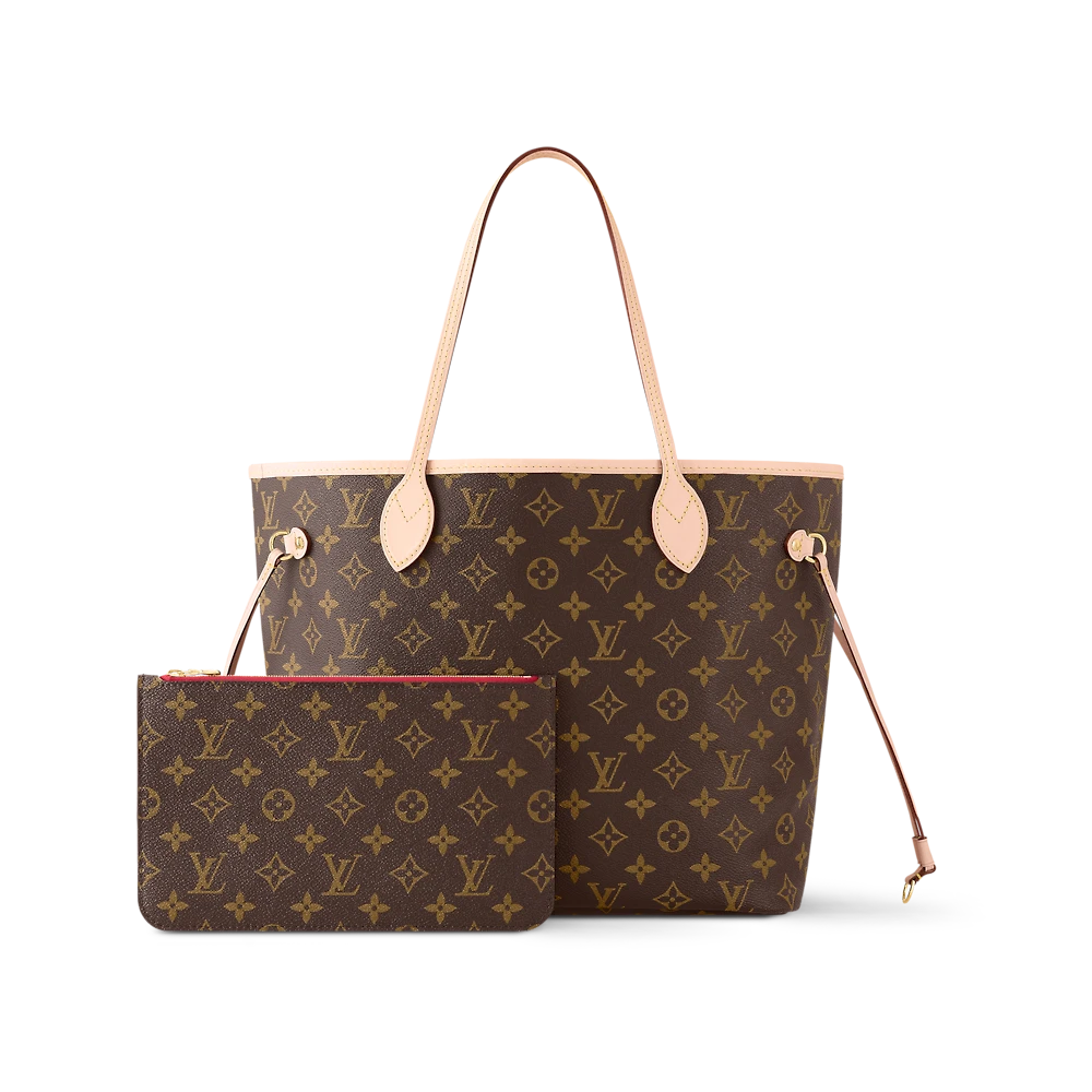 全新未使用 LouisVuitton/路易威登 Neverfull中号购物袋红内子母