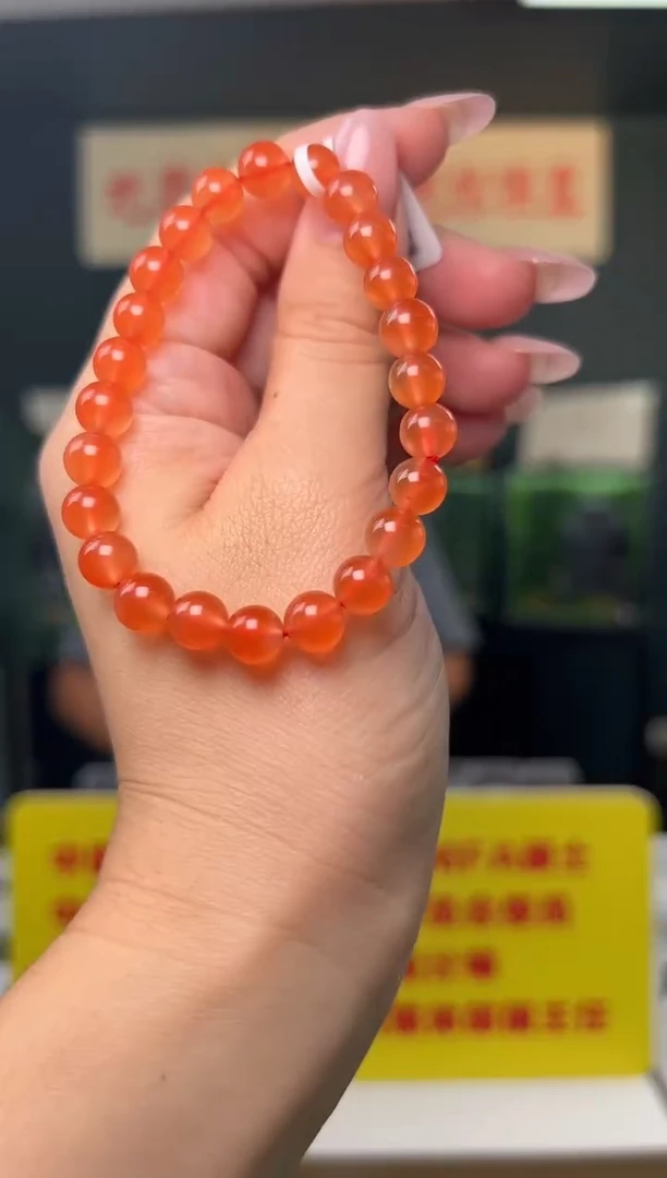 未镶嵌手串南红玛瑙保山冰红南红玛瑙圆珠手串7.5-8mm