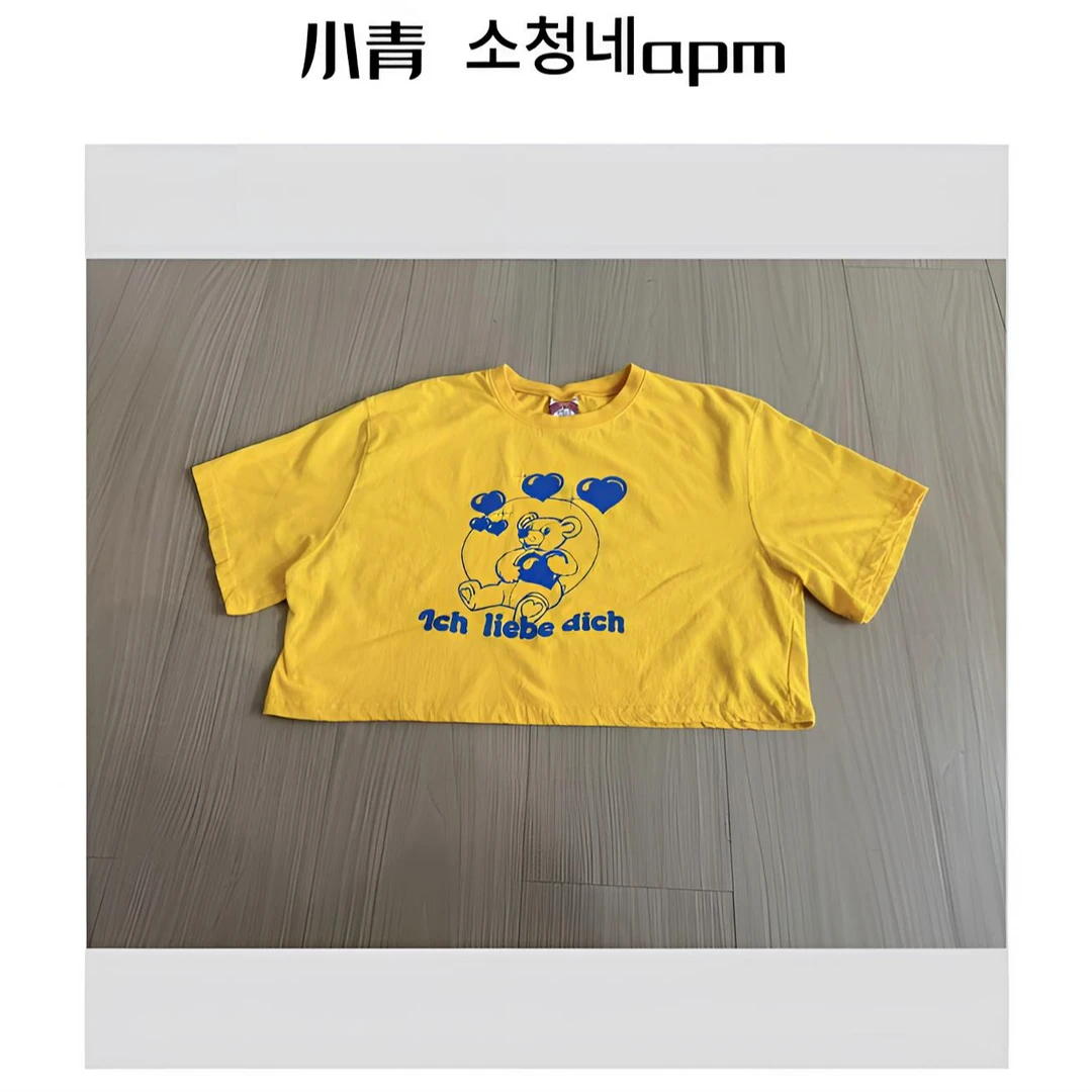 韩国东大门 公鸡/ 爱心小熊短款卡通T恤