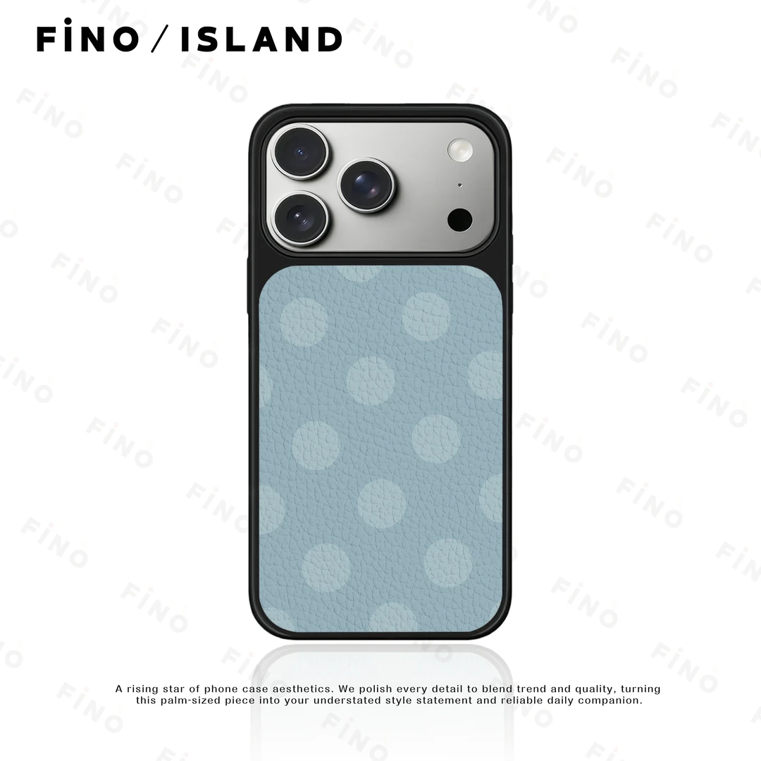 烟蓝波点适用苹果17promax手机壳小众高级ins防摔小羊皮磁吸支架