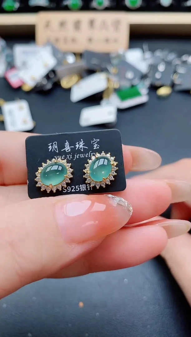 银S925镶嵌戒指翡翠11
