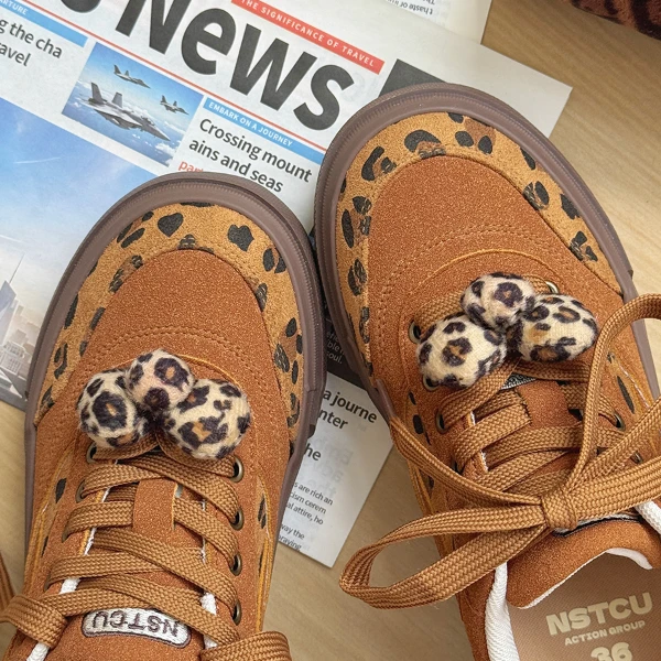 NSTCU·【小棕豹】原创豹纹板鞋复古棕色秋冬2026年春季美拉德厚底鞋