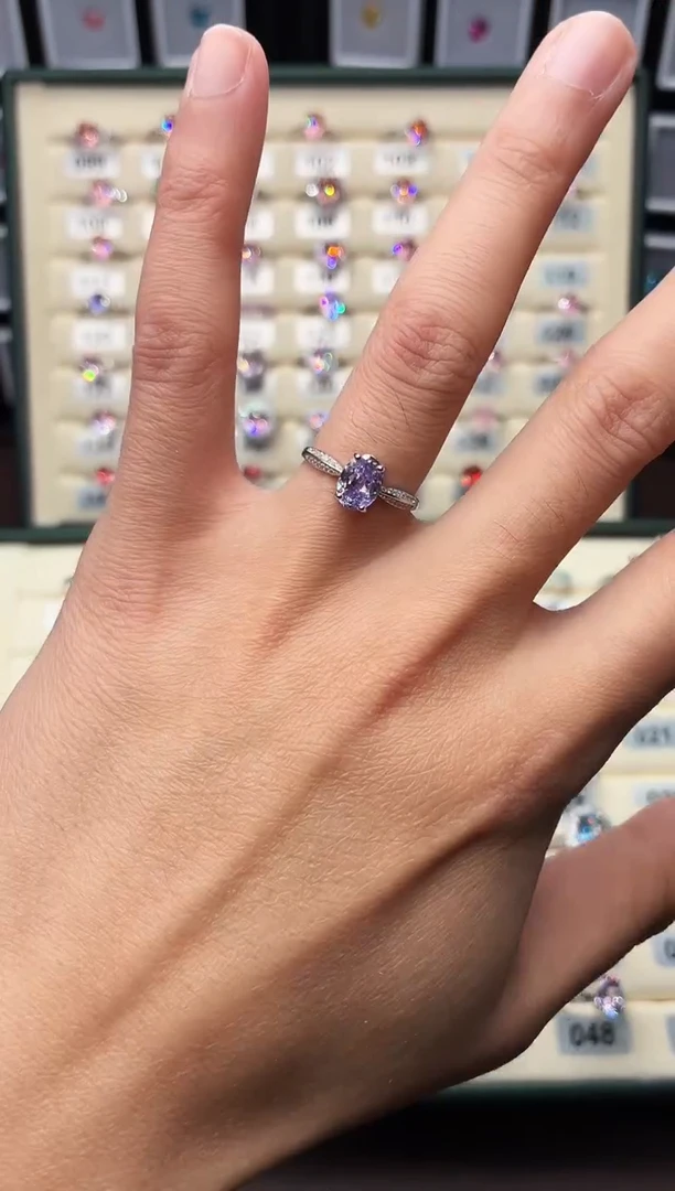 银S925镶嵌锂辉石戒指0001