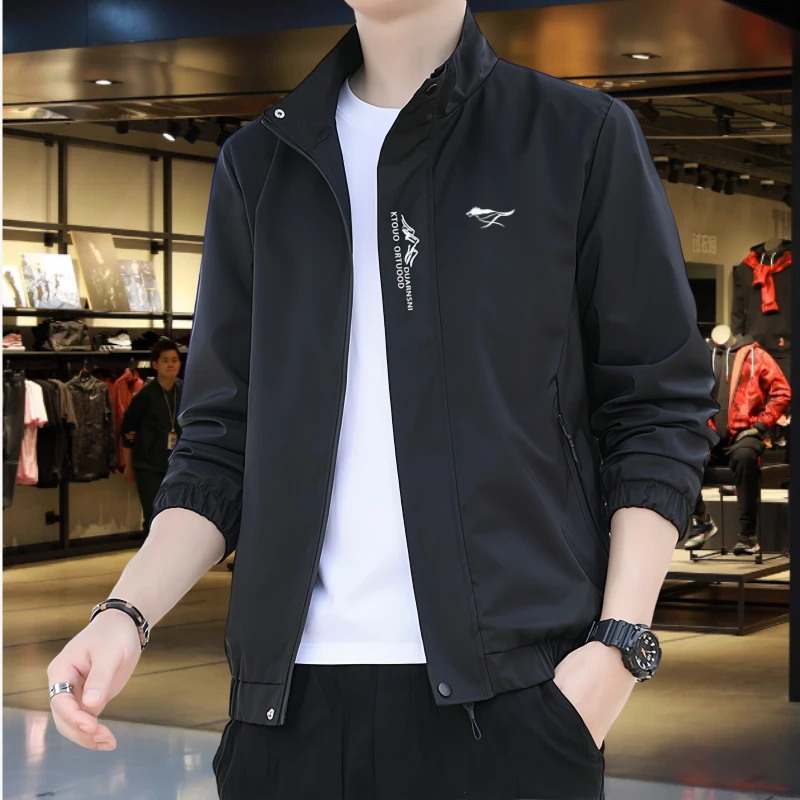 品牌男士夹克外套2025春季新款时尚运动休闲百搭立领男装薄款风衣