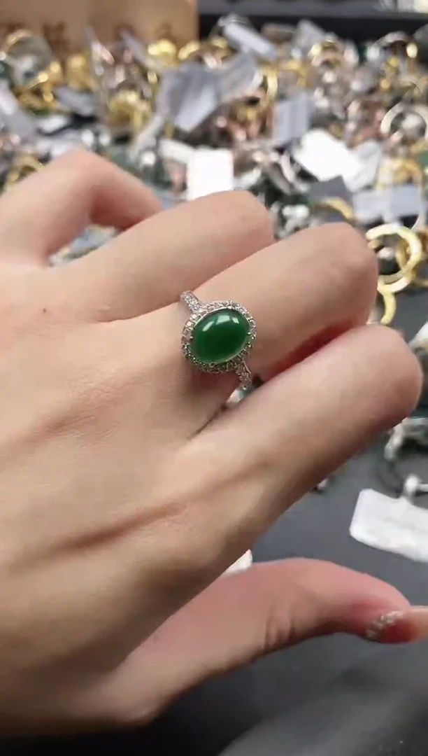银S925镶嵌戒指翡翠15151