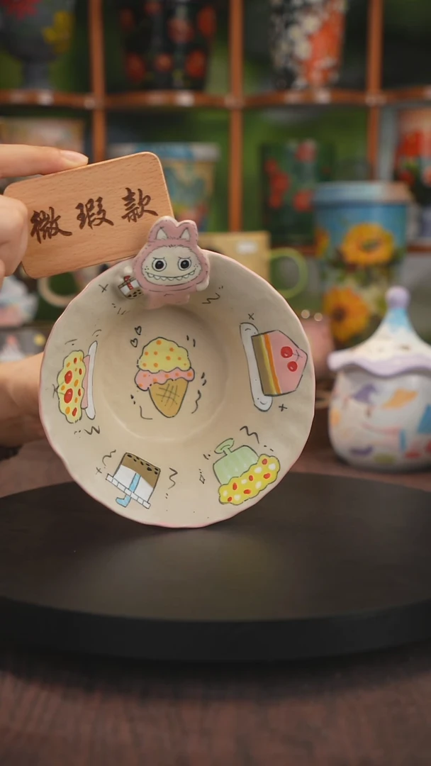 景德镇釉下彩手绘拉布布微瑕