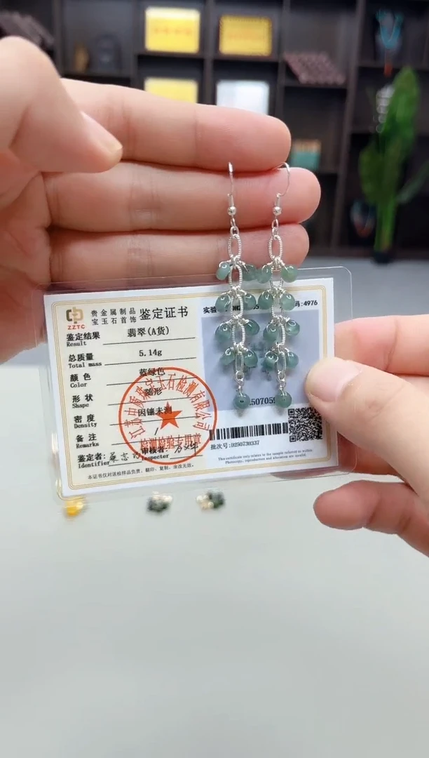 银S925镶嵌翡翠耳饰911000
