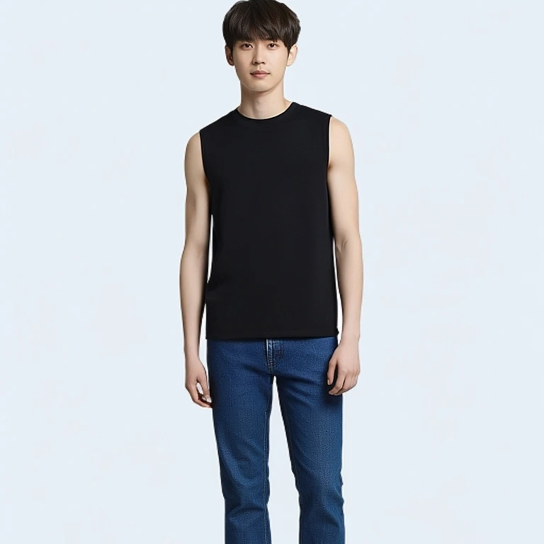 夏季男士无袖纯棉t恤内搭纯色吸湿排汗休闲宽松外穿百搭圆领背心