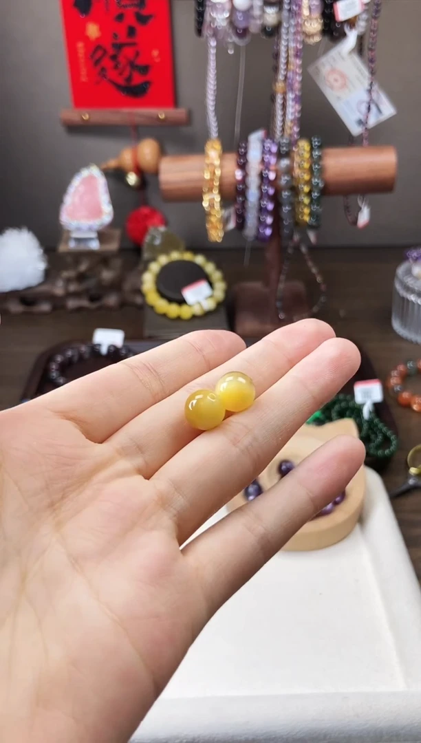 木变石（虎睛石）手链未镶嵌金虎眼单珠 一对