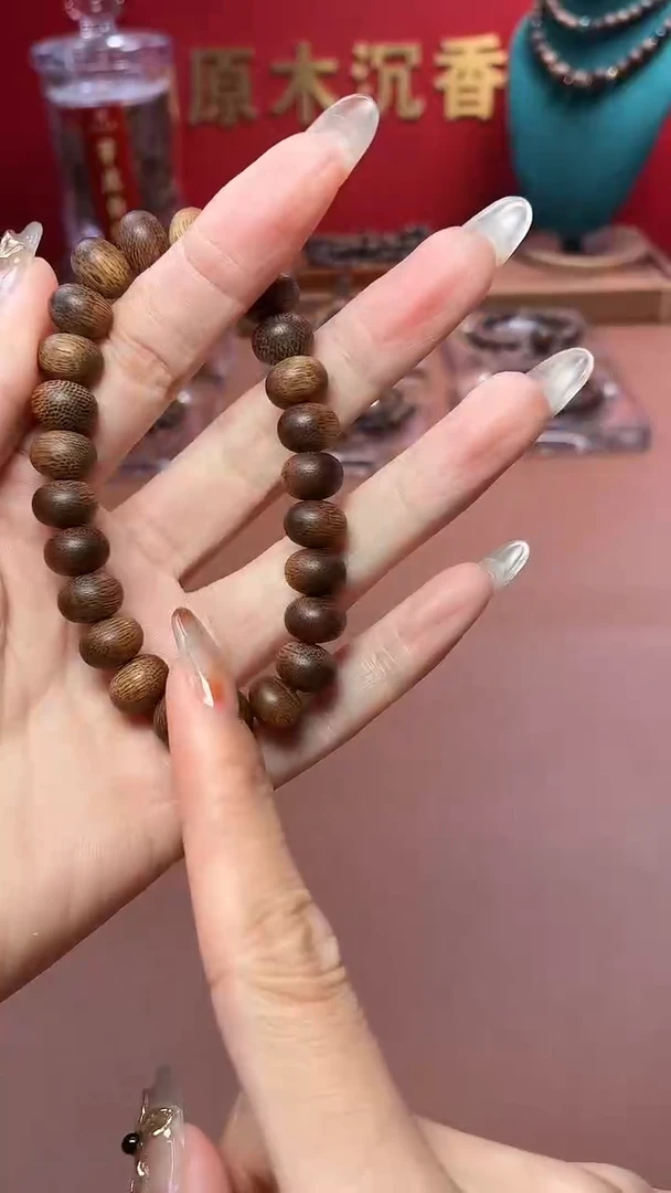 沉香手串沉水越南芽庄雷击黄棋7*10mm算盘珠沉水料