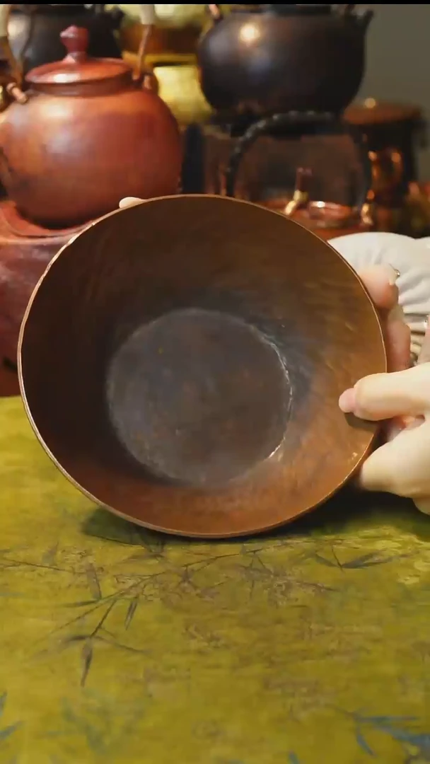 纯紫铜加厚烤色茶盘