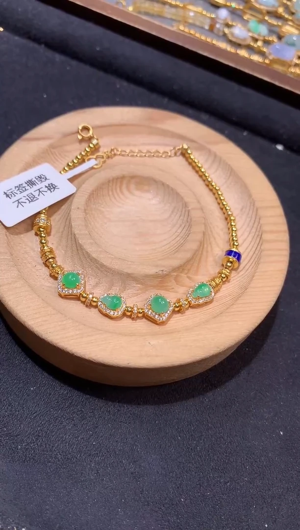 吊坠(不含链)银S925镶嵌翡翠手链