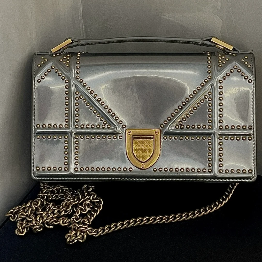 95新 DIOR/迪奥 安洁利 迪奥 银色盾牌包
