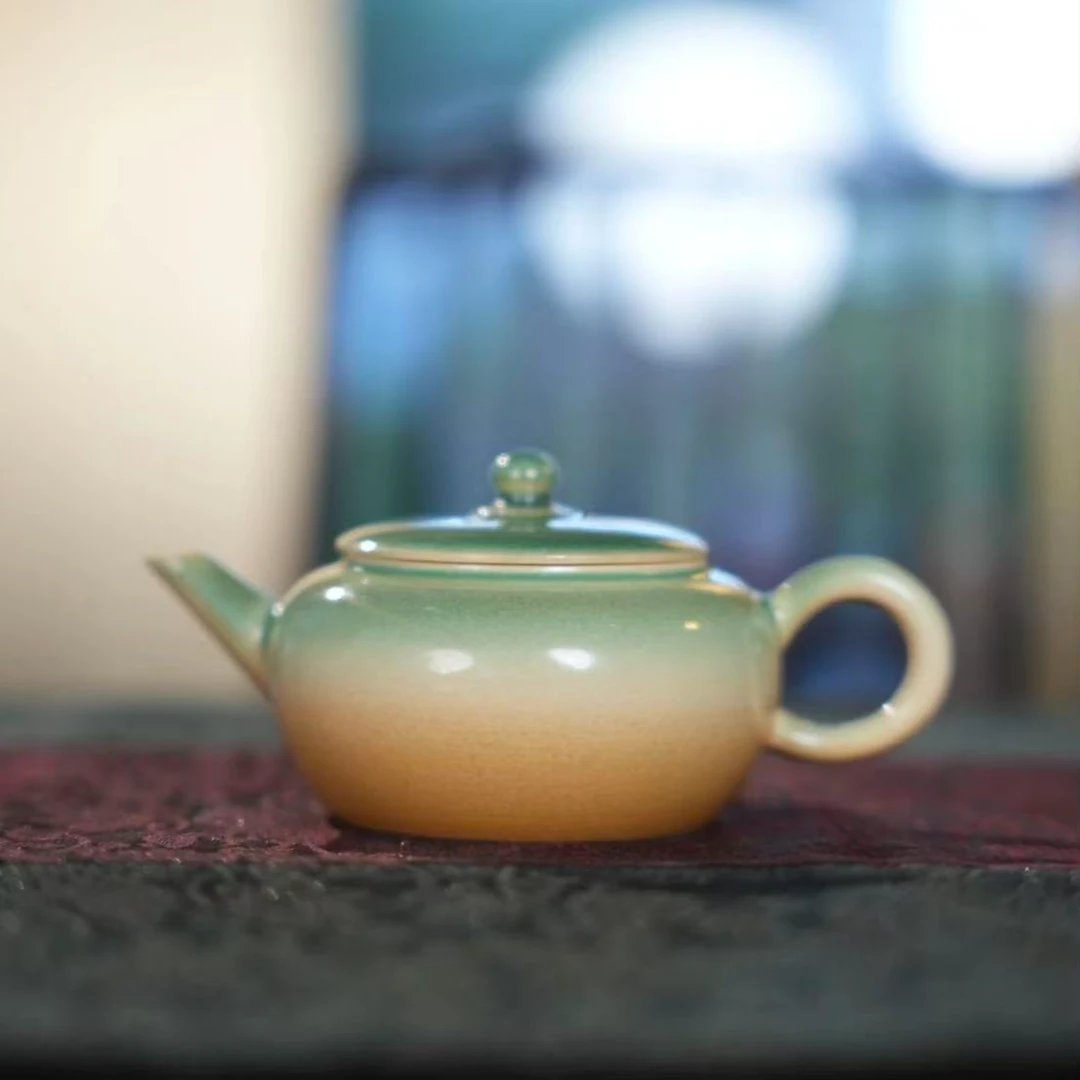 【慕白茶集】碧落流金苏打釉水平小品壶(W0627）