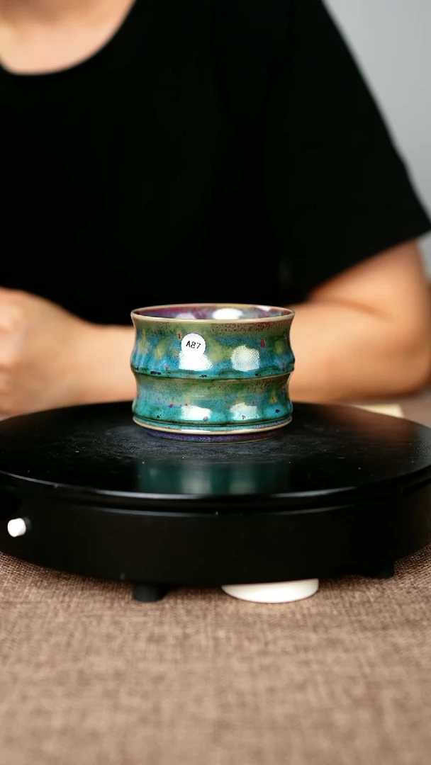 壶A87#盼龙窑一级品原矿钧瓷竹节杯