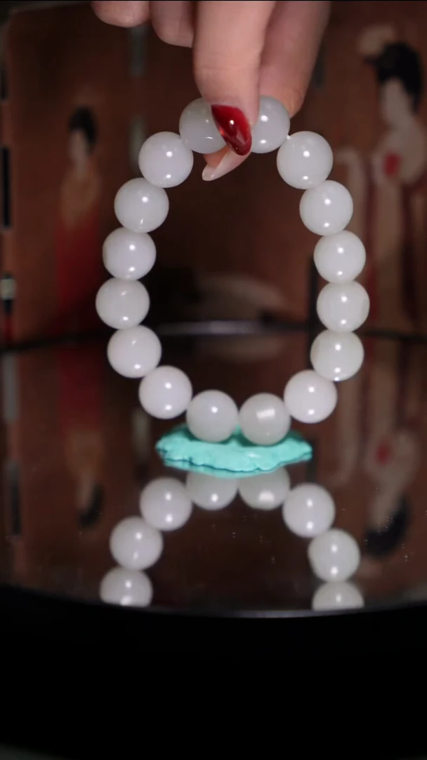 未镶嵌和田玉挂件66.3克新疆子料圆珠手串卡13.5mm