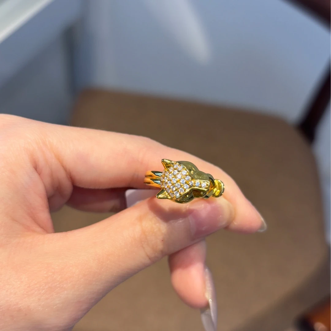 豪华猎财豹足金999戒指