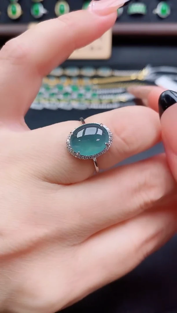 银S925镶嵌戒指翡翠1