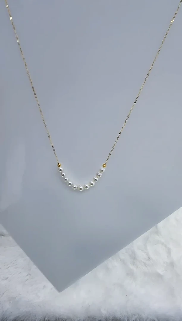 银S925镶嵌淡水珍珠DA珍珠微笑链 a615