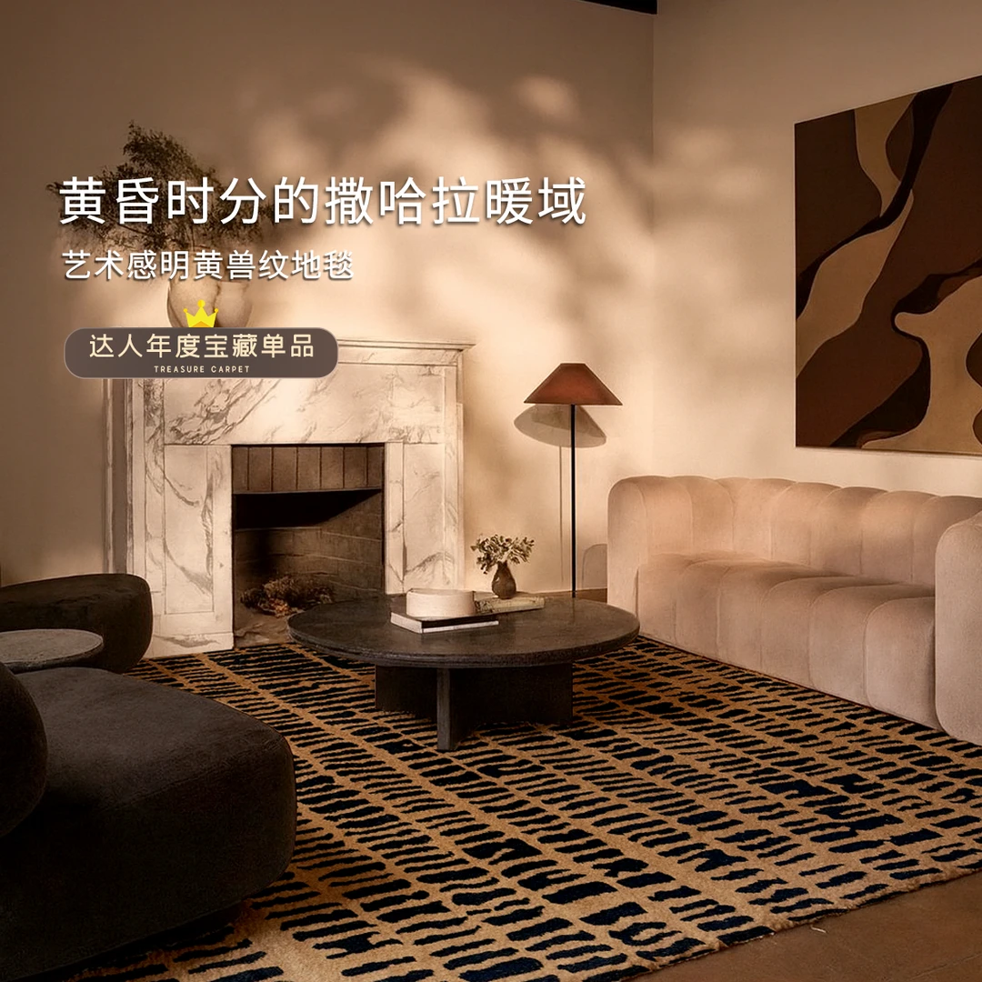 美式复古客厅地毯超柔加密无甲醛无异味中古风沙发卧室床边毯耐脏