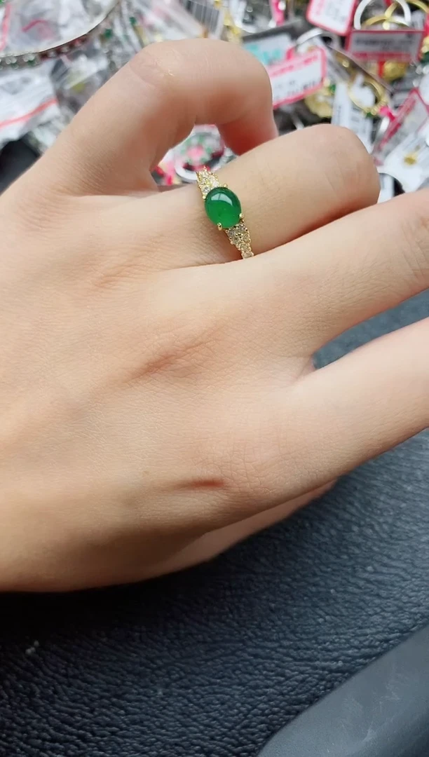 银S925镶嵌戒指翡翠1