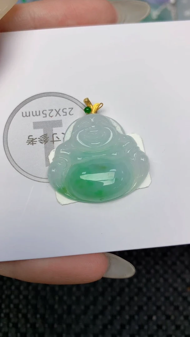 颈饰18K金镶嵌翡翠天然缅甸翡翠a货百元以上9元证书费自理
