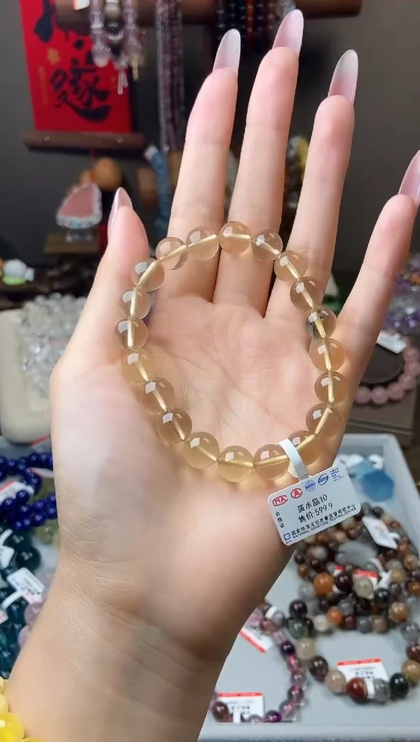 水晶手链未镶嵌10mm柠檬黄水晶