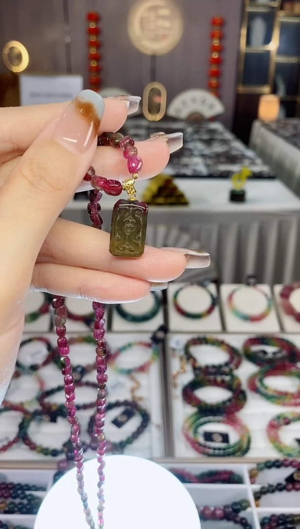 老矿西瓜碧玺吊坠项链未镶嵌碧玺dan一物一证