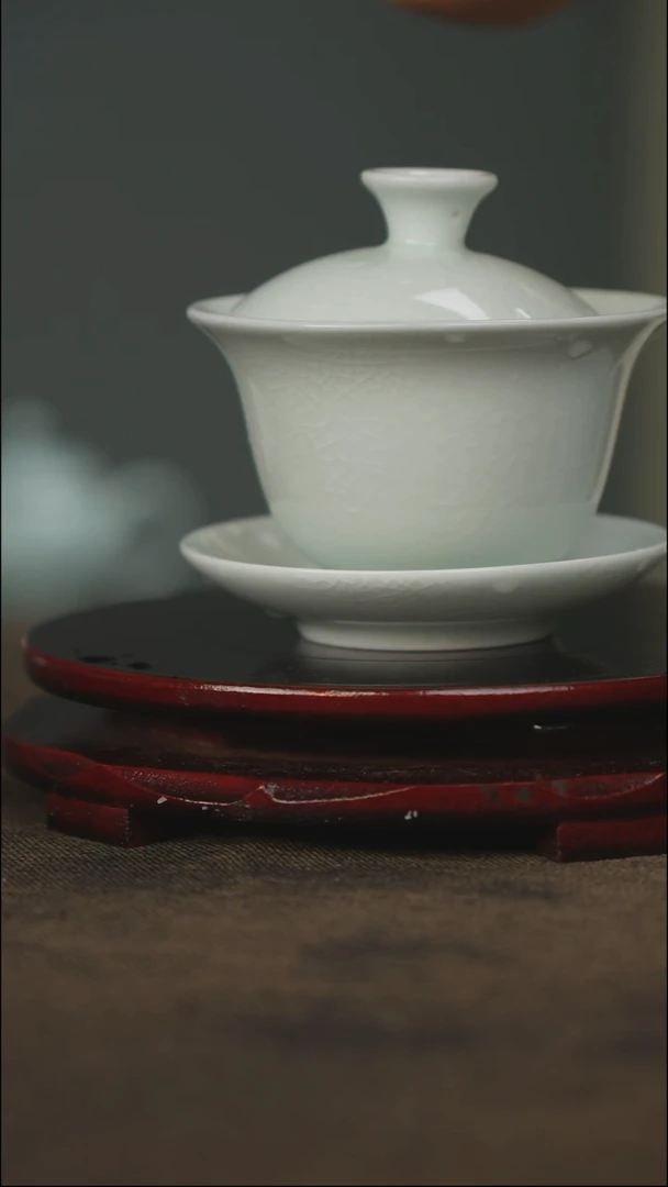 玉青 三才盖碗 无底款
