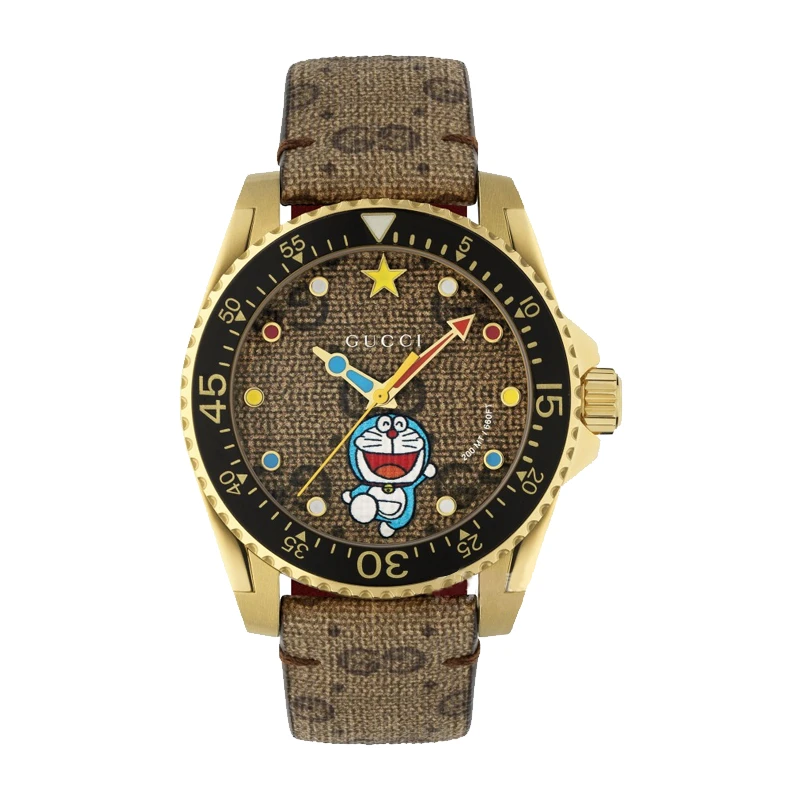 【拉总独享】GUCCI古驰Dive系哆啦A梦联名款黑色40MM石英表YA136335