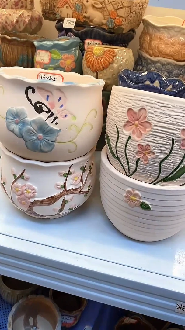 @@陶瓷多肉花盆S2红陶花园4件套