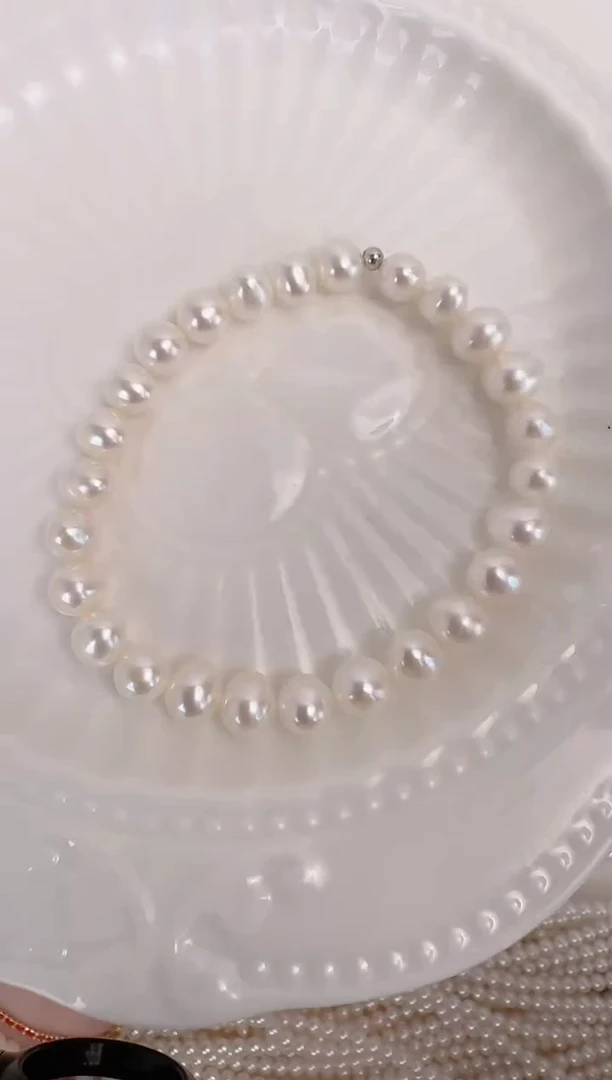 【闪购商品】淡水珍珠手绳银S925镶嵌7-8mm 无核珍珠手链弹力线