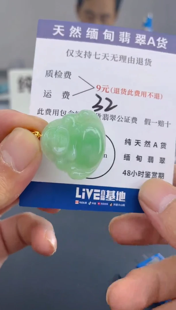 颈饰18K金镶嵌翡翠纯天然缅甸翡翠A货