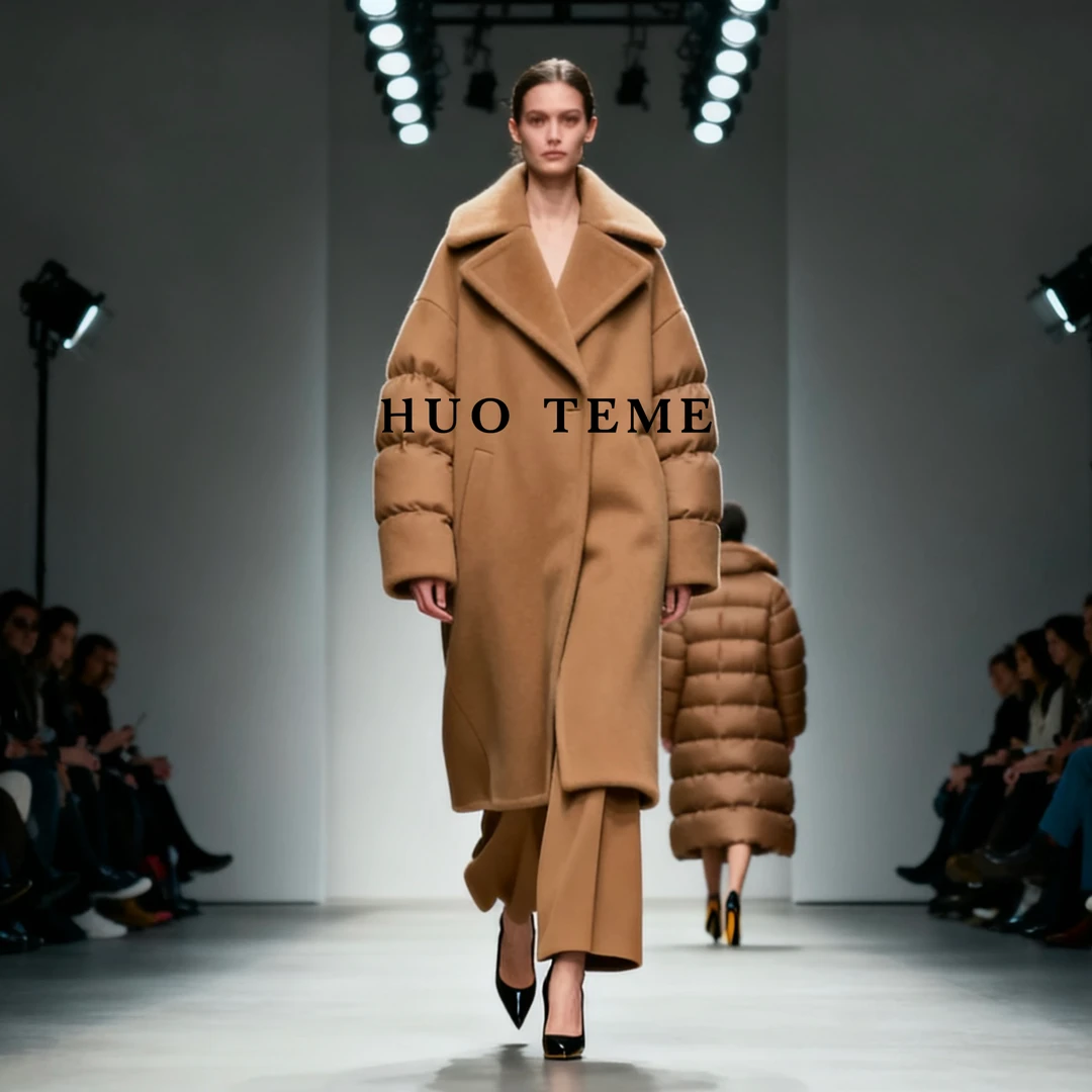 HUO TEME【201-400】女装加厚长款大衣中长款毛呢外套
