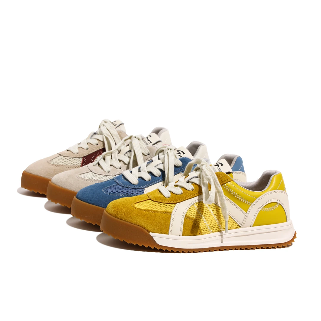 圆头厚底德训鞋女款2025新款芭蕾风夏季网面透气百搭阿甘鞋