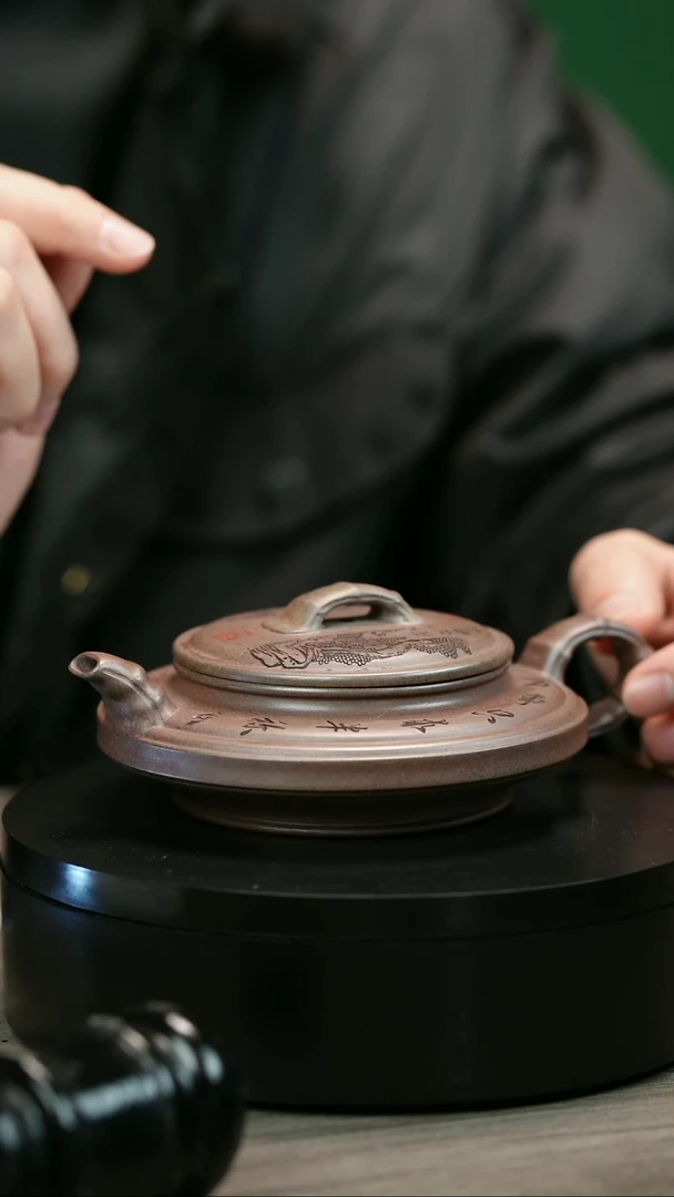 茶壶紫砂用****4H2202李小琴段泥柴烧虚扁