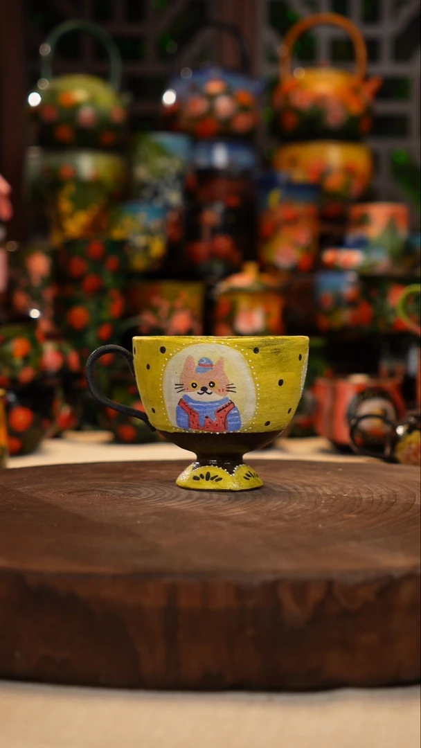 紫砂油画釉下彩手绘