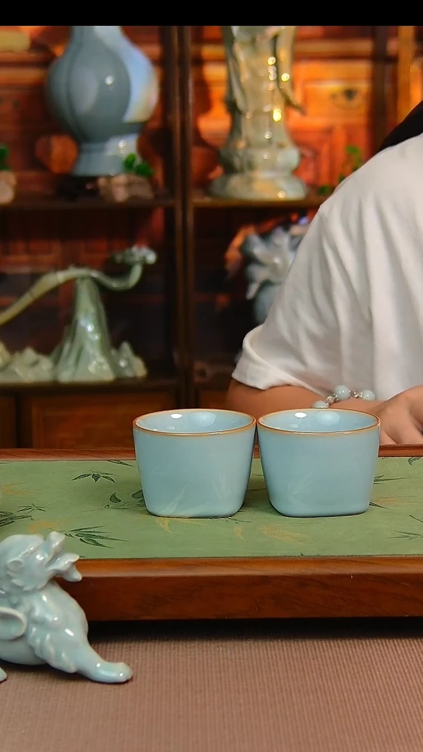 瓷片原矿汝瓷福利单杯一对