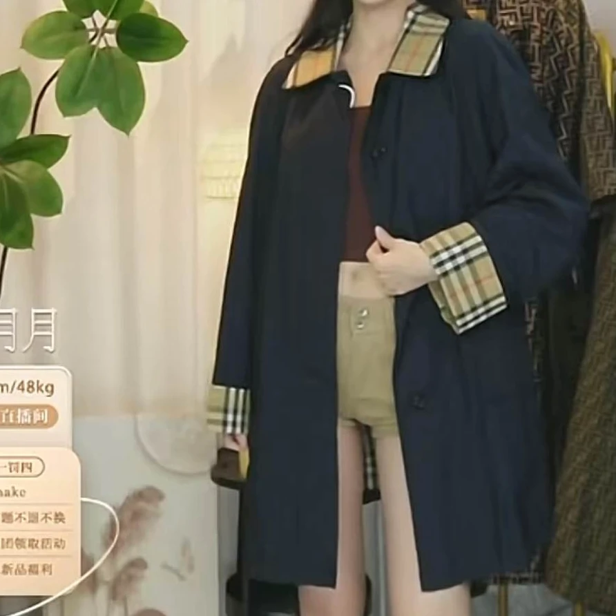 95新 BURBERRY/博柏利 巴宝莉长款格纹风衣外套/FY2757