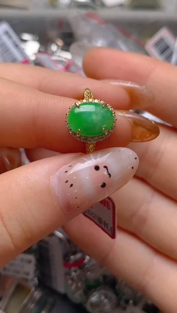 银S925镶嵌戒指翡翠百内无证书