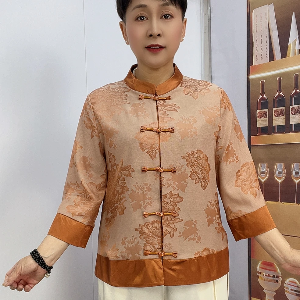 阔太太夏季气质民族风时尚开衫宽松名牌富太太女装中老年妈妈装