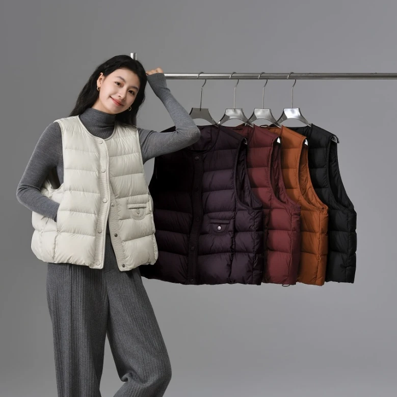 新国标90白鸭绒2025新款羽绒马甲短款休闲羽绒服圆领马夹百搭外套