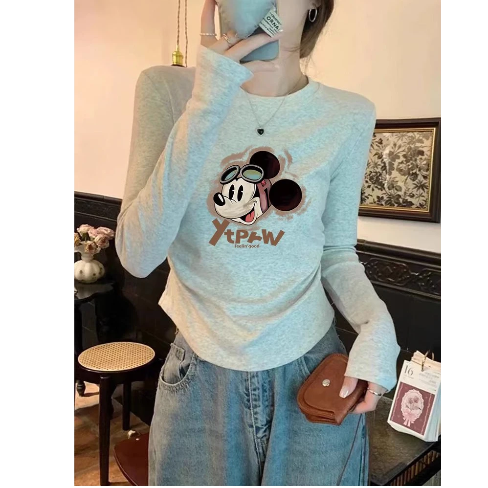 正肩长袖t恤打底衫女2025新款早春秋款内搭圆领亲肤显瘦爆款上衣