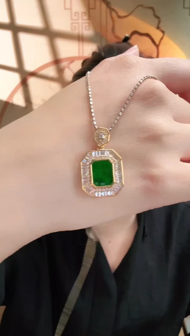 吊坠(不含链)银S925镶嵌翡翠吊坠