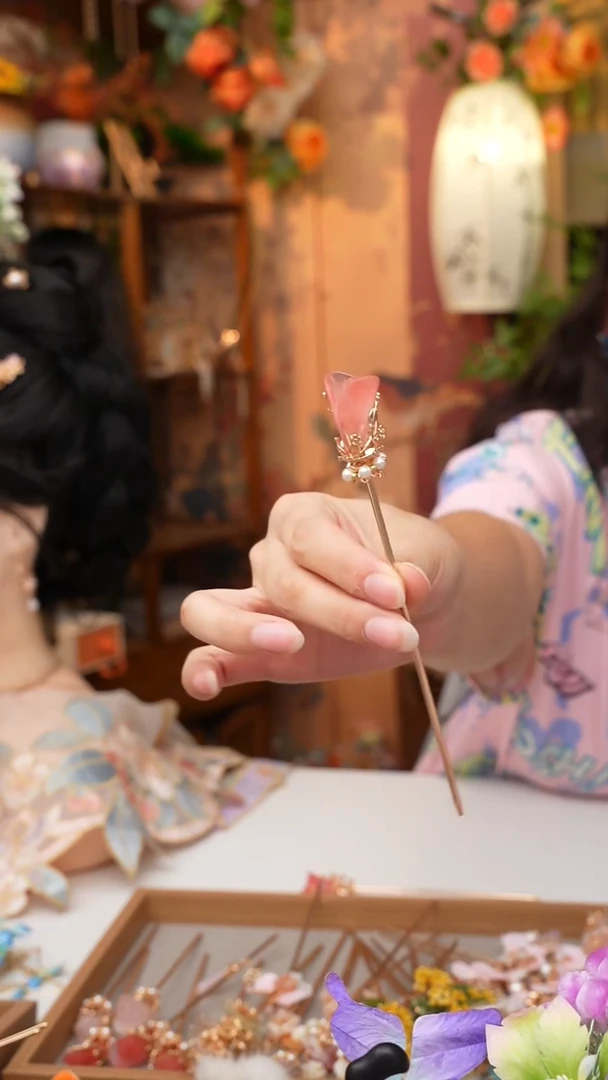 铜合金无锦簪阁绒花