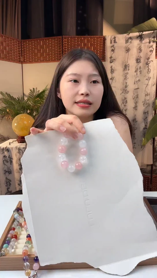 未镶嵌手串水晶天然水晶粉水晶白幽灵手串