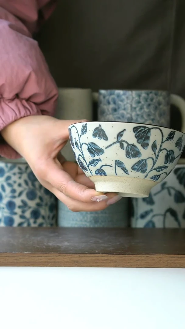 【闪购商品】陶瓷手绘铃兰花米饭碗@4-2@