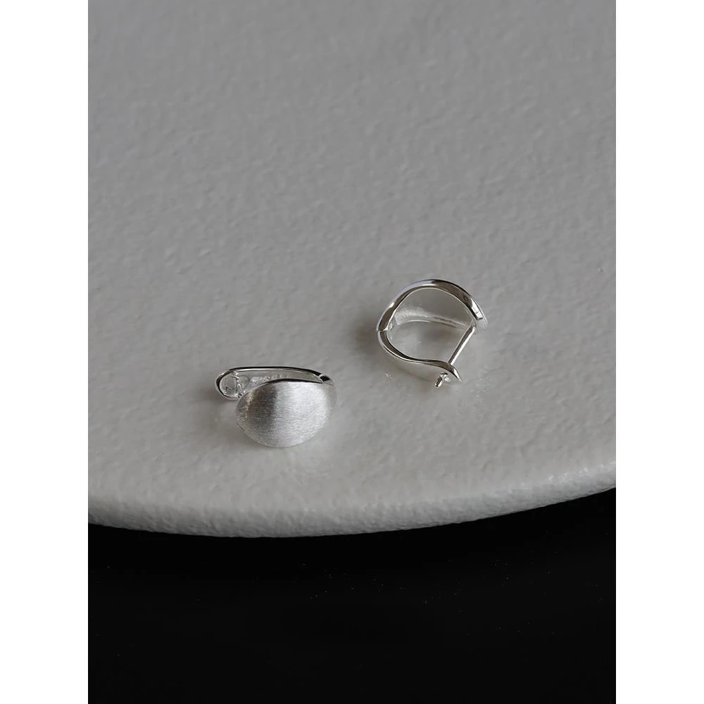 铜合金耳饰 银制品拉丝磨砂弧面耳扣女小众精致高级感耳饰百搭设