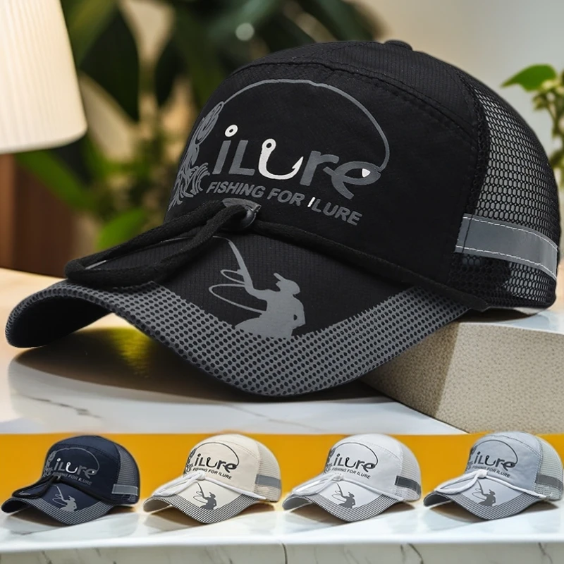 A#84帽子男速干棒球帽韩版休闲鸭舌帽透气百搭网眼太阳帽钓鱼帽子